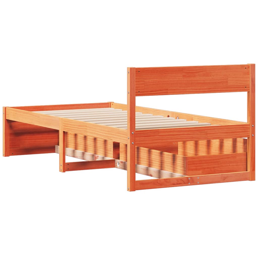 Bed Frame without Mattress Wax Brown 90x200 cm Solid Wood Pine
